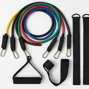 Elastic Fitness Resistance Bands Set With Handles And Door Anchor For Full Body Home Workouts