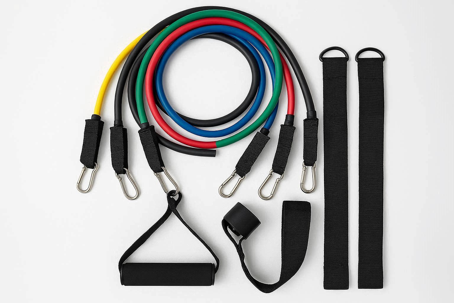 Elastic Fitness Resistance Bands Set With Handles And Door Anchor For Full Body Home Workouts - Image 1